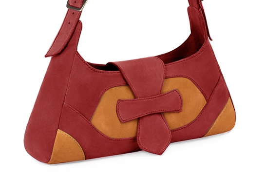Handcrafted women's luxurious elegant handbag in premium scarlet red and apricot orange leather. Perfect for elevated everyday style.   
                Choose from our luxurious collections of leather and fabric to perfectly match your handbags to your outfits.